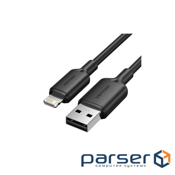 Дата кабель USB 2.0 AM to Lightning 1.0m 2.4A black Vention (LAMBF)