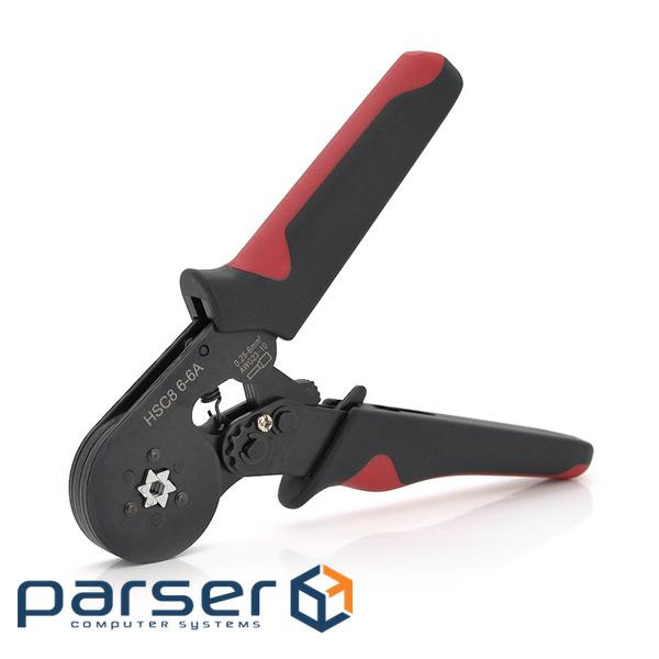 Crimper CINLINELE HCS8 6-6A for crimping cable lugs, red + cable set (HCS8 6-6A+VE1020)