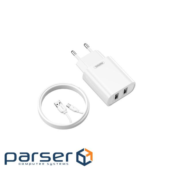 Зарядний пристрій Remax Jane + кабель USB 2.0 to microUSB 1М Білий (RP-U35-M)