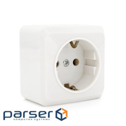 Розетка із заземленням накладна для зовнішнього монтажу, White, Q30 (OS / G) , White, Q30 (OS / G)