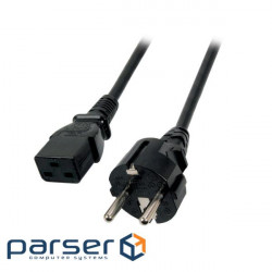 Power cable for devices IEC(Schuko)-(C19) M/F 1.8m,180е/180е 3x1.5mm D=8.0mm, black (74.05.1118-1