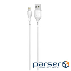 Дата кабель USB 2.0 AM to Lightning 2.0m 2A white Grand-X (PL-02W)