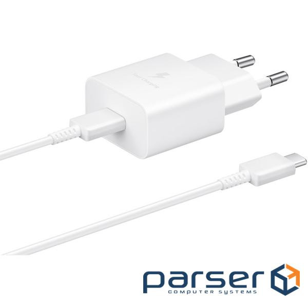 Зарядний пристрій Samsung USB-С 15W White + Cable USB-C 1m (EP-T1510XWEGEU)