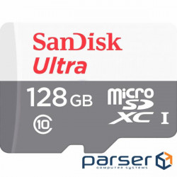 Карта пам'яті microSDXC, 128Gb, Class10 UHS-I, SanDisk Ultra A1, без адаптера (SDSQUNR-128G-GN6MN)