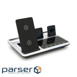 Бездротова зарядка+годинник R-11 4в1, під телефон+годинник+навушники, Black / Silver, Bo (BZ / R-11) , Black / Silver, Bo (BZ / R-11)