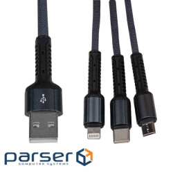 Кабель (шнур) LogicPower 3 в 1 USB 3.0 to Type-C/Lightning/Micro-USB із швидкою зарядкою (QC) (30339)