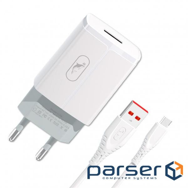 Зарядний пристрій SkyDolphin SC06V (1USBx2.4A) White (SDMZP-000180) + кабель microUSB