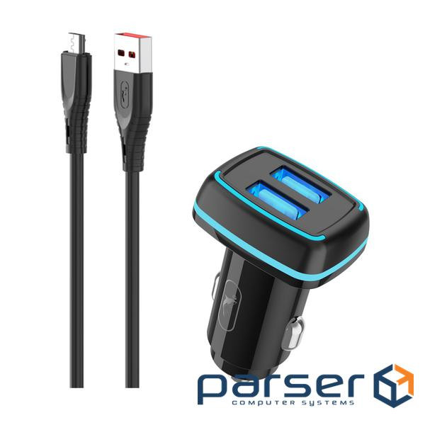 Автомобільний зарядний пристрій SkyDolphin SZ18V (2USB, 3.4A) Black (AZP-000101) + кабель microUSB