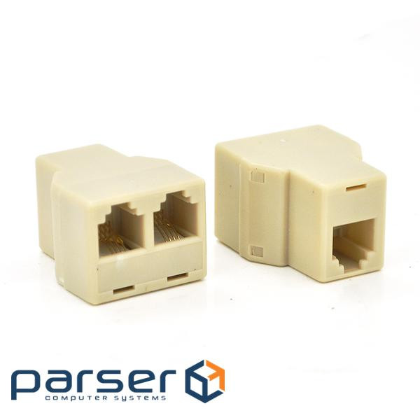 Розгалужувач RJ12 6P4C мама / 2 Х мама RJ12 для розгалуження кабелю, білий, Q100 (13003) , Q100 (13003)