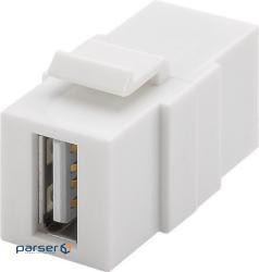 Adapter USB 2.0 A F/ F Keystone, Modul, HQ, белый (75.07.9909-25)