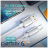 Дата кабель USB 2.0 AM to USB-C 2.0m 3A zinc alloy braided white ColorWay (CW-CBUC099-WT)