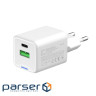 Мережевий зарядний пристрій ColorWay, White, 20 Вт, GaN Mini, 1xType-C (20 Вт, PD3. (CW-CHS062PD-WT)