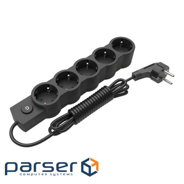 Удлинитель блочный (PP) Electrum 5 розеток 5 м с выключателем и заземлением Black (C-ES-1549)