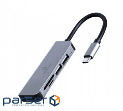 Концентратор USB Type-C Cablexpert 1хUSB3.1, 2хUSB2.0, кардрідер, метал , Grey (UHB-CM-CRU3P1U2P2-01