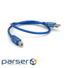 Кабель RITAR USB 2.0 AM/BM, 0.5m, прозорий синій (YT-AM/BM-0.5TBL)