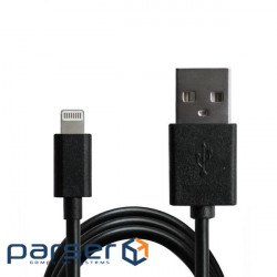 Date cable USB 2.0 AM to Lightning 1.0m Cu, 2.1А, Black Grand-X (PL01B)