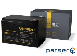 Батарея для ДБЖ 12В 12Ач Videx 6FM12, Black, 12V, 150x98x95 мм (6FM12 1CB)