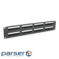 Патч-панель 48 порту UTP DUAL кат 6Е 19" 2U не екранована чорна Q20 (YT-09)