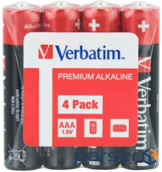 Лужні батарейки Verbatim типу ААА (1,5V плівка 4 шт.) ) (49500)