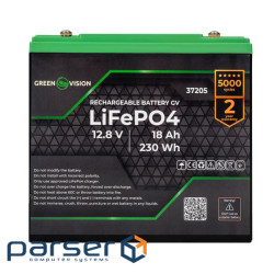 Аккумулятор GV LiFePО4 12V (12,8V) - 18 Ah (230Wh) (37205)