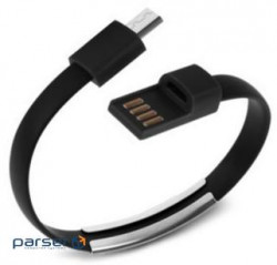 Кабель-браслет micro USB 2.0, чорний RTL (S0551)