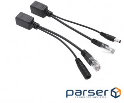 POE инжектор пассивный (пара) 802.3at (30Вт) с портами Ethernet 10/100Mbps, black, OEM Q50 (8863)