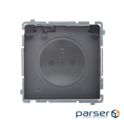 Розетка Basic с заземл French с прозрачной крышкой IP44, матовый графит (BMGZ1B.01/28A)