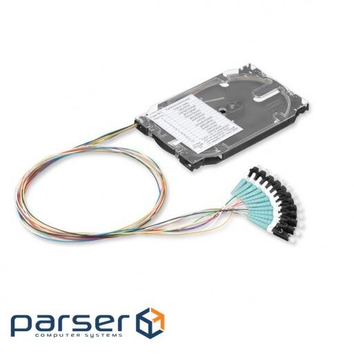 Комплект 12 кольровіх пігтейл LC / UPC MM (OM3) та сплайс-касета стандартна з Тримач (SP12-03T-S8)