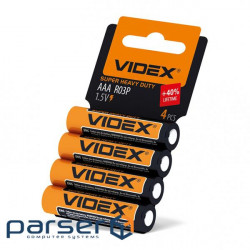 Батарейка VIDEX R03P/ AAA, Сольова , Blister/ 4pcs (21159)