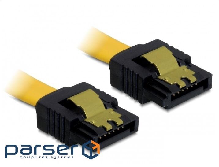 Кабель накопичувача Gutbay SATA 7p M/M 0.5m, прямий 6Gbps L-Type Latch, жовтий (78.01.2893-1)