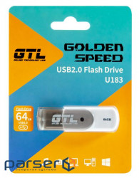 USB 2.0 Flash Drive 64Gb GTL U183 White, 10/3MBs (GTL-U183-64)