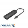 Хаб USB 3.1 Type-C -> 3xUSB 2.0+MicroUSB+RJ45 100M Ethernet чорний Vention (TGOBB)