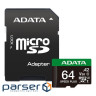 Карта пам"яті ADATA 64GB microSD class 10 UHS-I U3 V30 A2 Speed Plus (UD64GUI3V30A2SP-RA1)