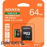 Карта пам"яті ADATA 64GB microSD class 10 UHS-I U3 V30 A2 Speed Plus (UD64GUI3V30A2SP-RA1)