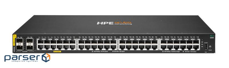 Комутатор HPE Aruba 6000, 48xGE, 4xGE SFP ports, PoE Class 4 370W, LT Warranty (R8N85B)
