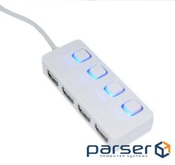 Концентратор  USB Lapara 4 порта USB 2.0 с 4-мя выключателеми ON/ OFF для каждого по (LA-SLED4 white)