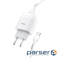 Зарядний пристрій HOCO C72A Glorious single port charger set(Type-C) White (6931474713018)