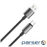 Дата кабель USB 2.0 AM to USB-C 1.0m 3A zinc alloy braided black ColorWay (CW-CBUC098-BK)