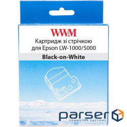 Картридж зі стрічкою WWM для Epson LW-1000/5000 36mm х 8m Black-on-White (WWM-SS36K)