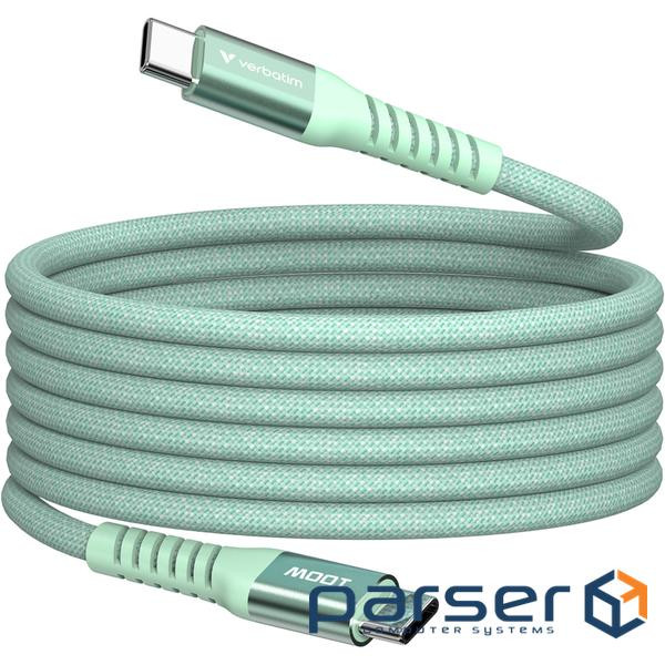 Магнітний кабель живлення та синхронізації Verbatim 100 Вт /USB-C-USB-C /120 см-зелений (31855)