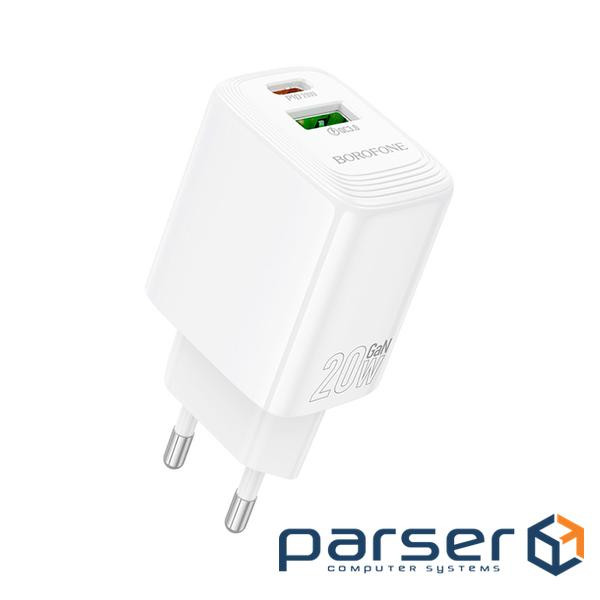 Зарядний пристрій BOROFONE BN27 Fuente 1xUSB-C PD20W + 1xUSB QC3.0 White (6941991120268)