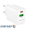 Зарядний пристрій BOROFONE BN27 Fuente 1xUSB-C PD20W + 1xUSB QC3.0 White (6941991120268)