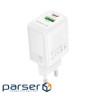 Зарядний пристрій BOROFONE BN27 Fuente 1xUSB-C PD20W + 1xUSB QC3.0 White (6941991120268)
