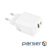 Зарядний пристрій BOROFONE BN27 Fuente 1xUSB-C PD20W + 1xUSB QC3.0 White (6941991120268)