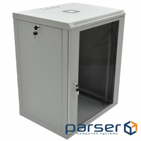 Шафа 19"15U, 600x500x773мм (ШxГxВ), економ, акрилове скло, сіра (UA-MGSW1L155G)