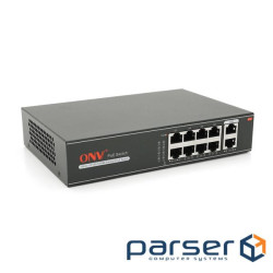 8мі портовий PoE Full Gigabit комутатор ONV-H3108P, 8xPoe1000Мбіт + 2х1000 Мбіт, IEEE802.3af / at, з