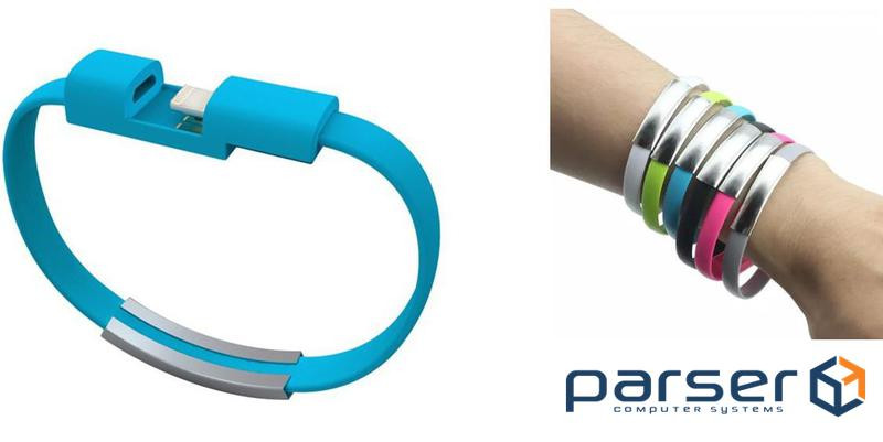 Кабель-браслет iPhone 5/5S/6/6+/iPad, синій RTL (S0602)