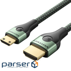 Кабель HDMI M - Mini M 2.0 м, V2.1 8K 60Гц Aluminum Alloy Type, Green Vention (AGJGH)
