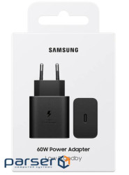 Зарядний пристрій мережевий Samsung 60Вт USB-С PD PPS, чорний (EP-T6010NBEGWW)