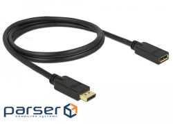 Кабель монітора-сигнальний Delock DisplayPort M/F 1.0m,v1.2 4K@60Hz D=7.3mm Gold Cu (70.08.3809-20)